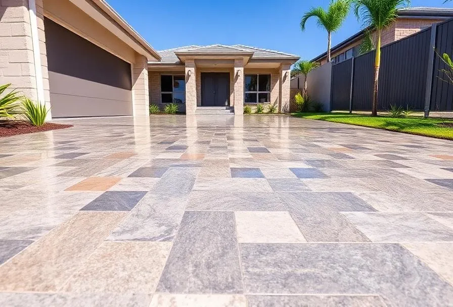 Professional concrete driveway in Springfield, Brisbane